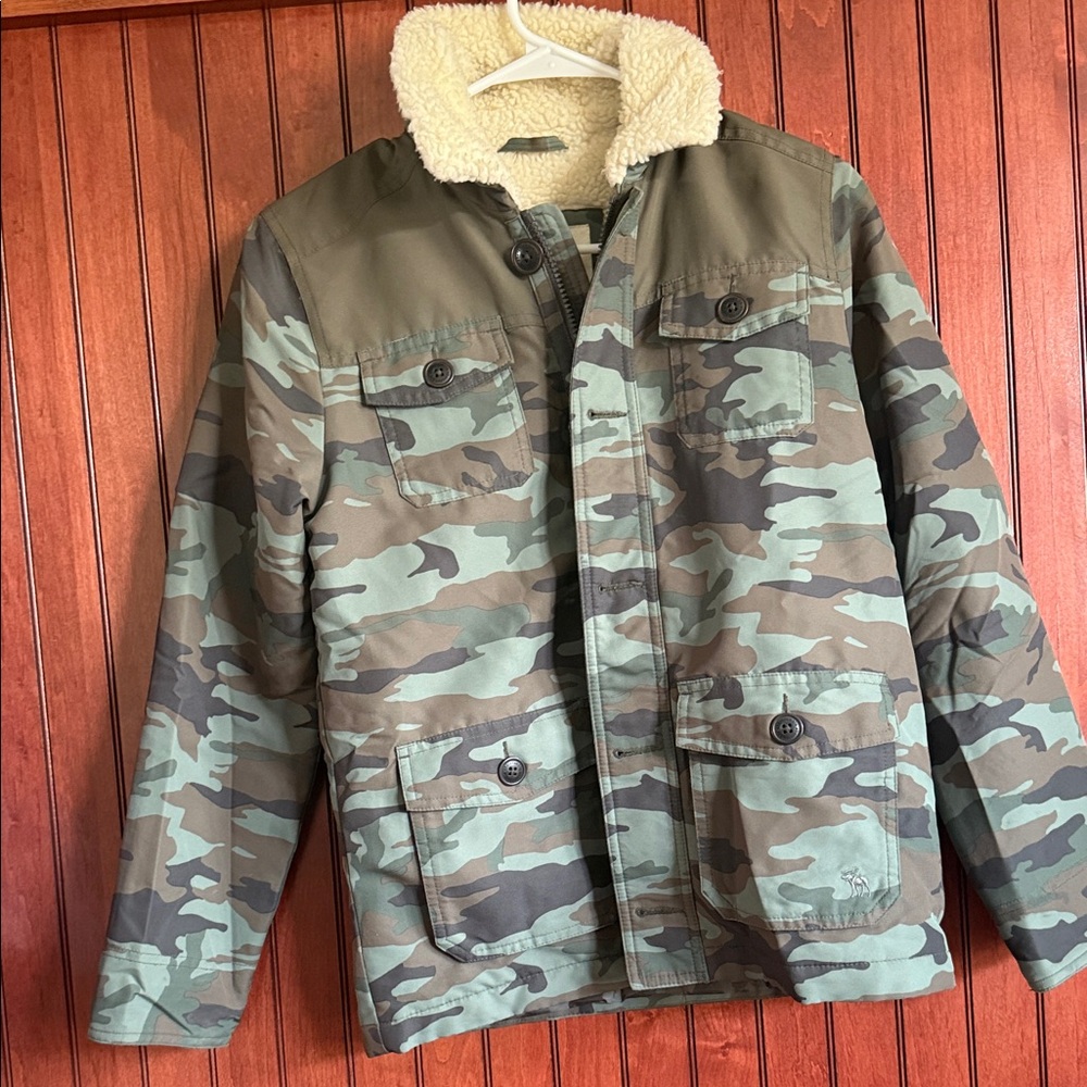 Kids Abercrombie and kids Camouflage Jacket with Sherpa Lining